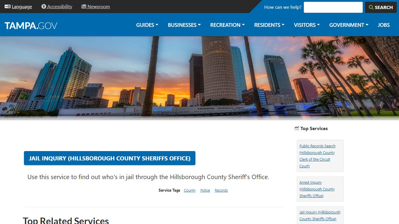 Jail Inquiry (Hillsborough County Sheriffs Office) | City of Tampa